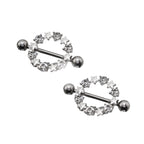 Pair of Pentagram Floral Halo Stainless Steel Nipple Rings - product image 2
