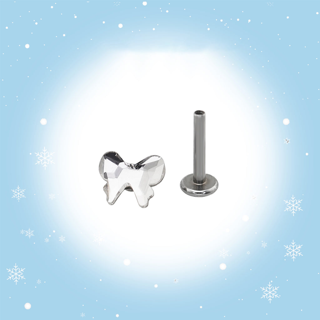 Christmas - Bow Internally Threaded Stainless Steel Ear Studs - Christmas - Bow Internally Threaded Stainless Steel Ear Studs - 6mm by CRUXJEWELRY