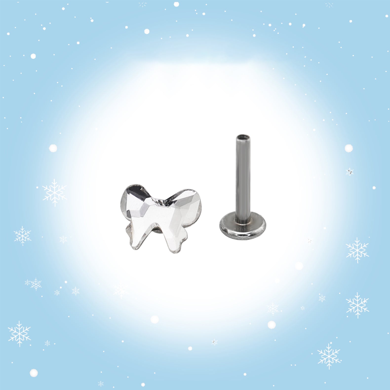 Christmas - Bow Internally Threaded Stainless Steel Ear Studs - Christmas - Bow Internally Threaded Stainless Steel Ear Studs - 6mm by CRUXJEWELRY