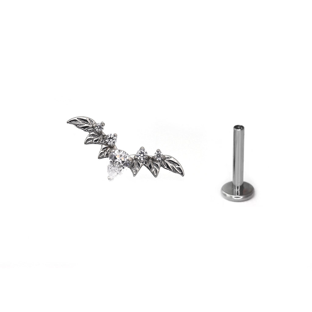 Teardrop Bat CZ Titanium Ear Studs - Teardrop Bat CZ Titanium Ear Studs - Sliver / 5mm by CRUXJEWELRY
