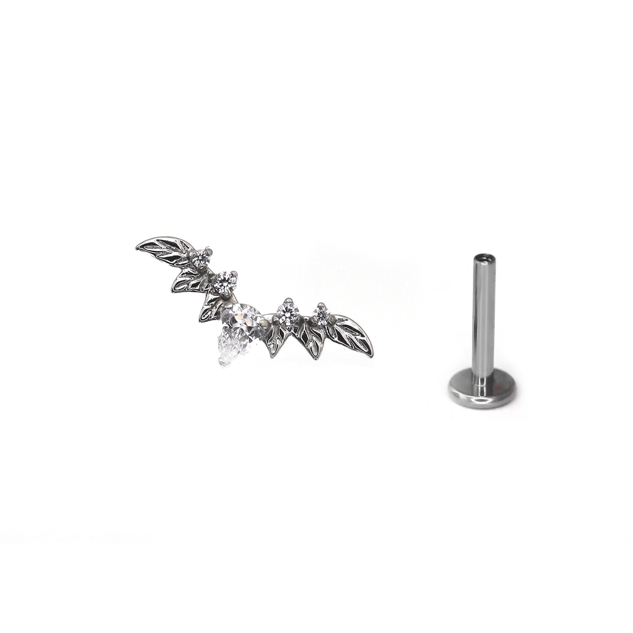 Teardrop Bat CZ Titanium Ear Studs - Teardrop Bat CZ Titanium Ear Studs - Sliver / 5mm by CRUXJEWELRY