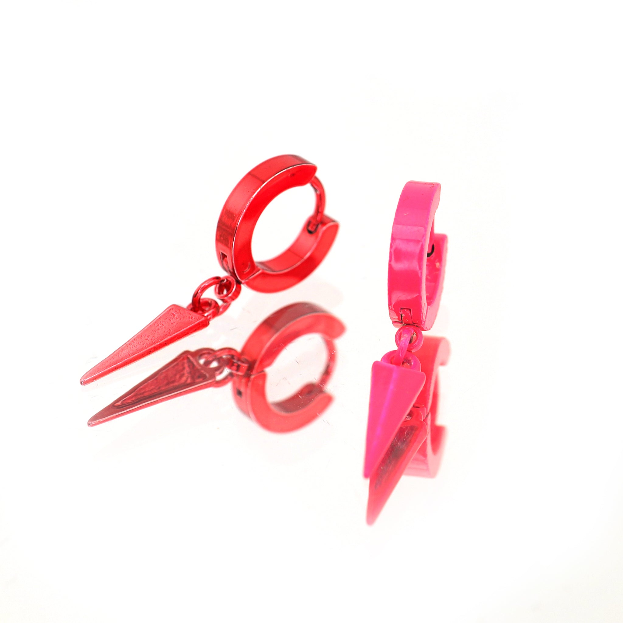 PAIR OF Colored Stud Pendant stainless steel Y2K Earrings - PAIR OF Colored Stud Pendant stainless steel Y2K Earrings - Red by CRUXJEWELRY
