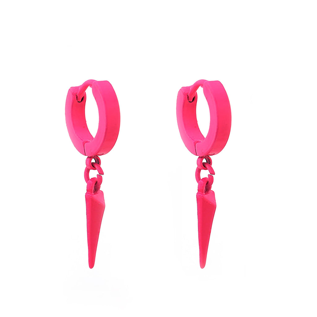 PAIR OF Colored Stud Pendant Stainless Steel Y2K Earrings - product image 4
