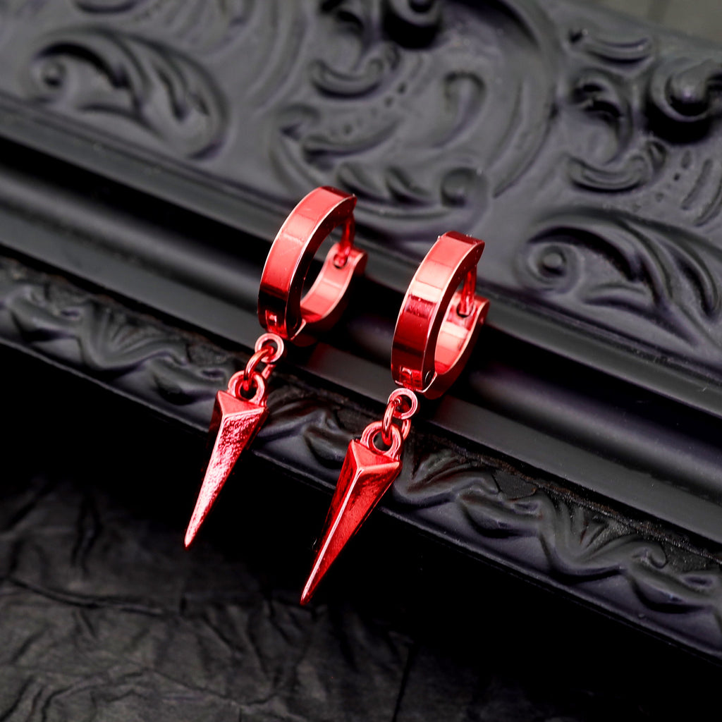 PAIR OF Colored Stud Pendant Stainless Steel Y2K Earrings - product overview