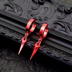 PAIR OF Colored Stud Pendant Stainless Steel Y2K Earrings - product overview