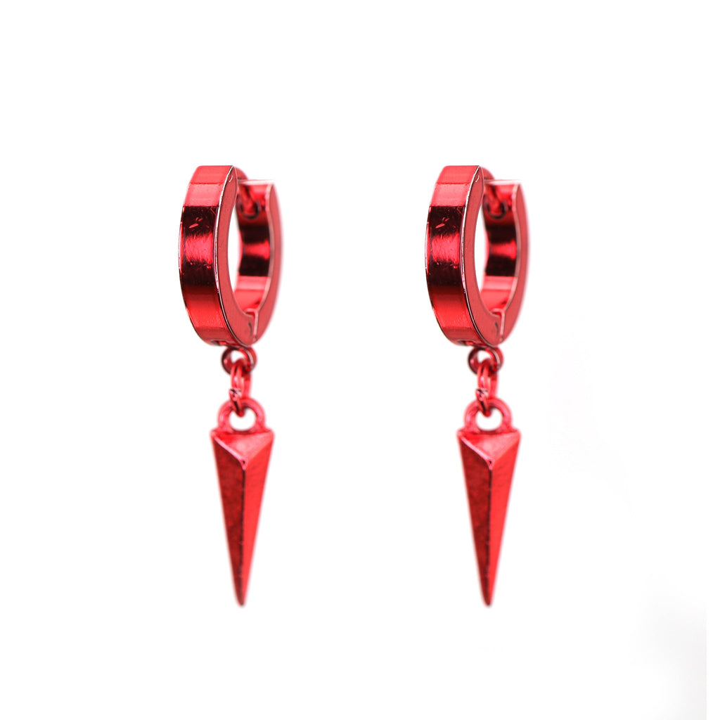 PAIR OF Colored Stud Pendant Stainless Steel Y2K Earrings - product image 3