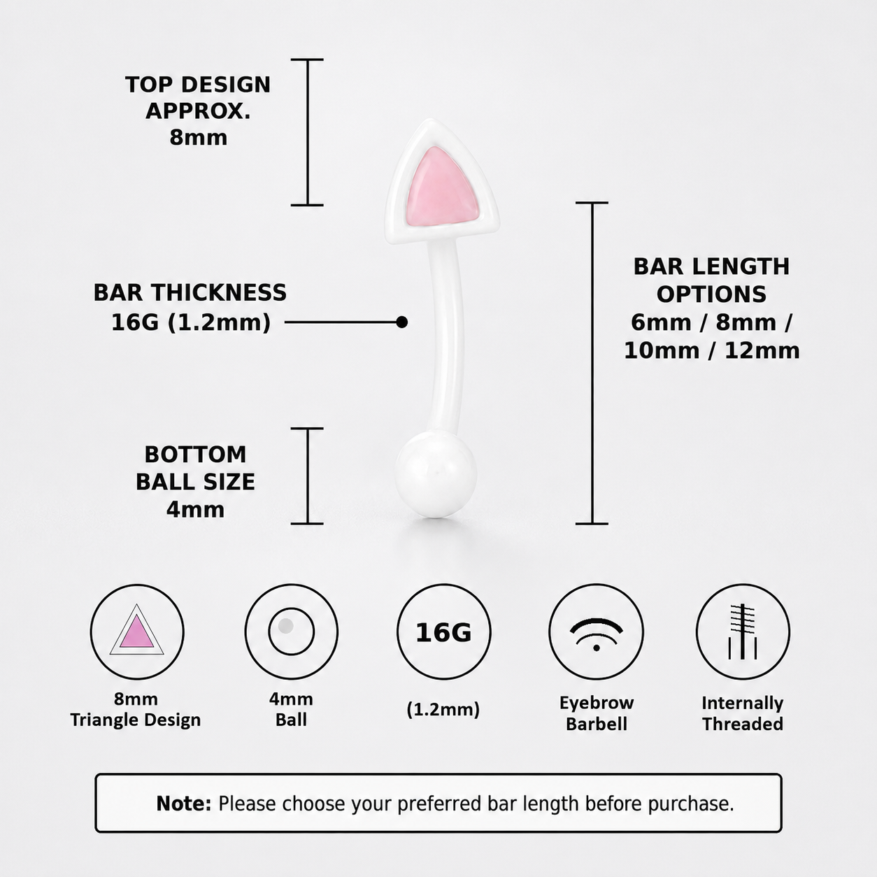 Paws & Purrs - Colorful Cat Ear Stainless Steel Rook Stud