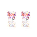 PAIR OF Sweet Bow Refractive CZ stainless steel Ear Studs - PAIR OF Sweet Bow Refractive CZ stainless steel Ear Studs - Pink by CRUXJEWELRY