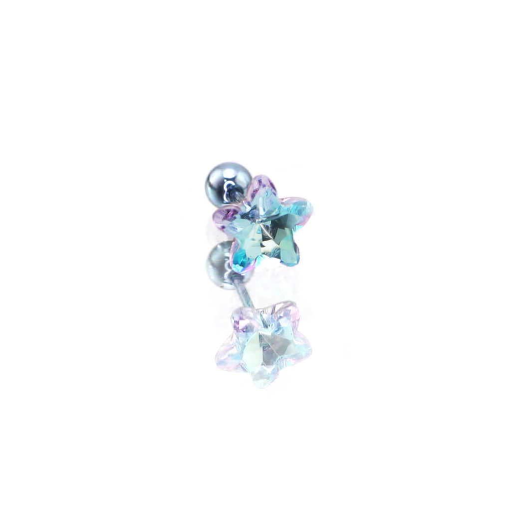 Blue Gradient Pentagram Star Titanium Ear Studs - Blue Gradient Pentagram Star Titanium Ear Studs - Single by CRUXJEWELRY