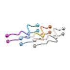 Wave-Shaped ECG Pattern Titanium Industrial Barbell - Wave-Shaped ECG Pattern Titanium Industrial Barbell - Purple-Blue Gradient by CRUXJEWELRY