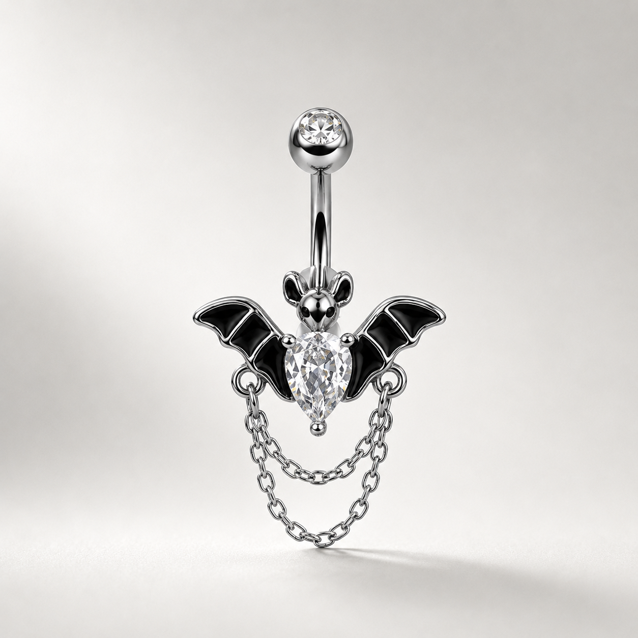 Fledermaus-Bauchnabelpiercing mit Zirkonia-Anhänger 
