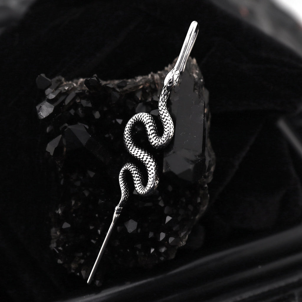 Single Ear Engraved Snake Stainless steel Ear Climber - Single Ear Engraved Snake Stainless steel Ear Climber - Default Title by CRUXJEWELRY