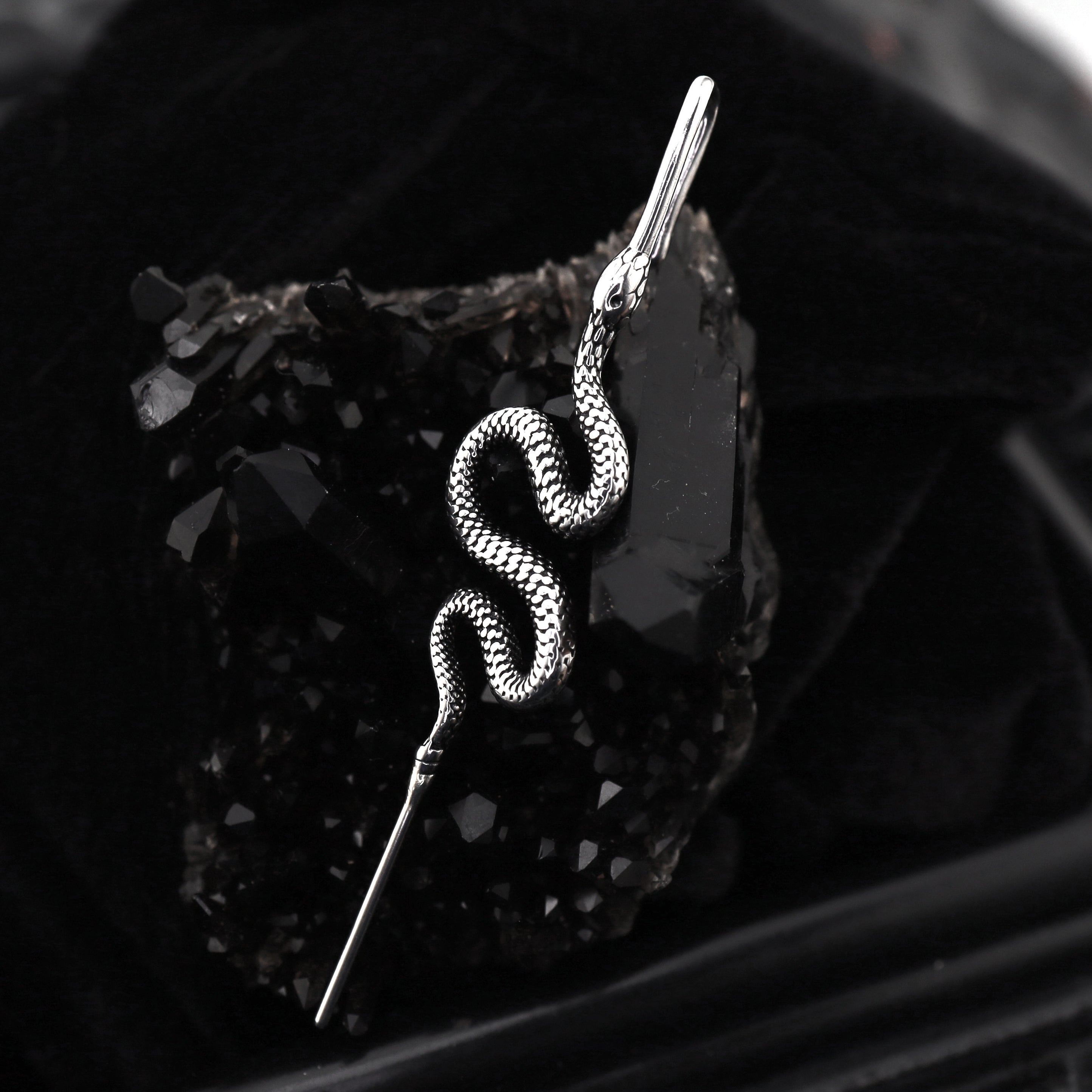 Single Ear Engraved Snake Stainless steel Ear Climber - Single Ear Engraved Snake Stainless steel Ear Climber - Default Title by CRUXJEWELRY