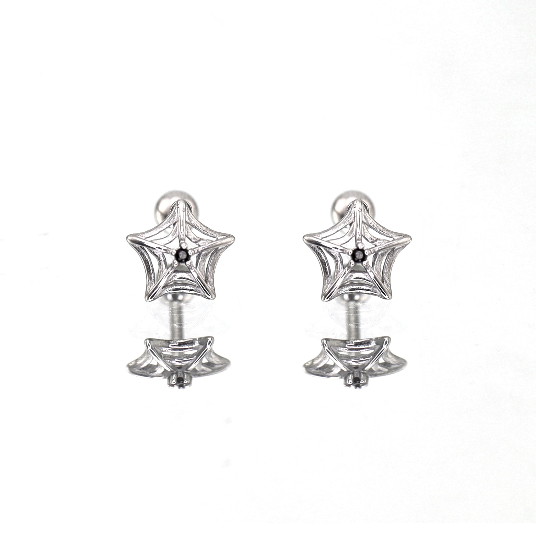 3D Openwork Spider Web CZ Stainless steel Ear Studs - 3D Openwork Spider Web CZ Stainless steel Ear Studs - Set by CRUXJEWELRY