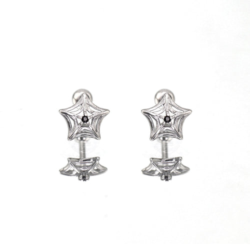 3D Openwork Spider Web CZ Stainless steel Ear Studs - 3D Openwork Spider Web CZ Stainless steel Ear Studs - Set by CRUXJEWELRY
