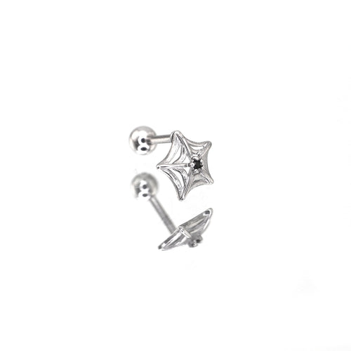 3D Openwork Spider Web CZ Stainless steel Ear Studs - 3D Openwork Spider Web CZ Stainless steel Ear Studs - Single by CRUXJEWELRY