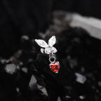 Butterfly & Heart Pendant CZ Titanium Labret Studs - Butterfly & Heart Pendant CZ Titanium Labret Studs - Blue / 6mm by CRUXJEWELRY
