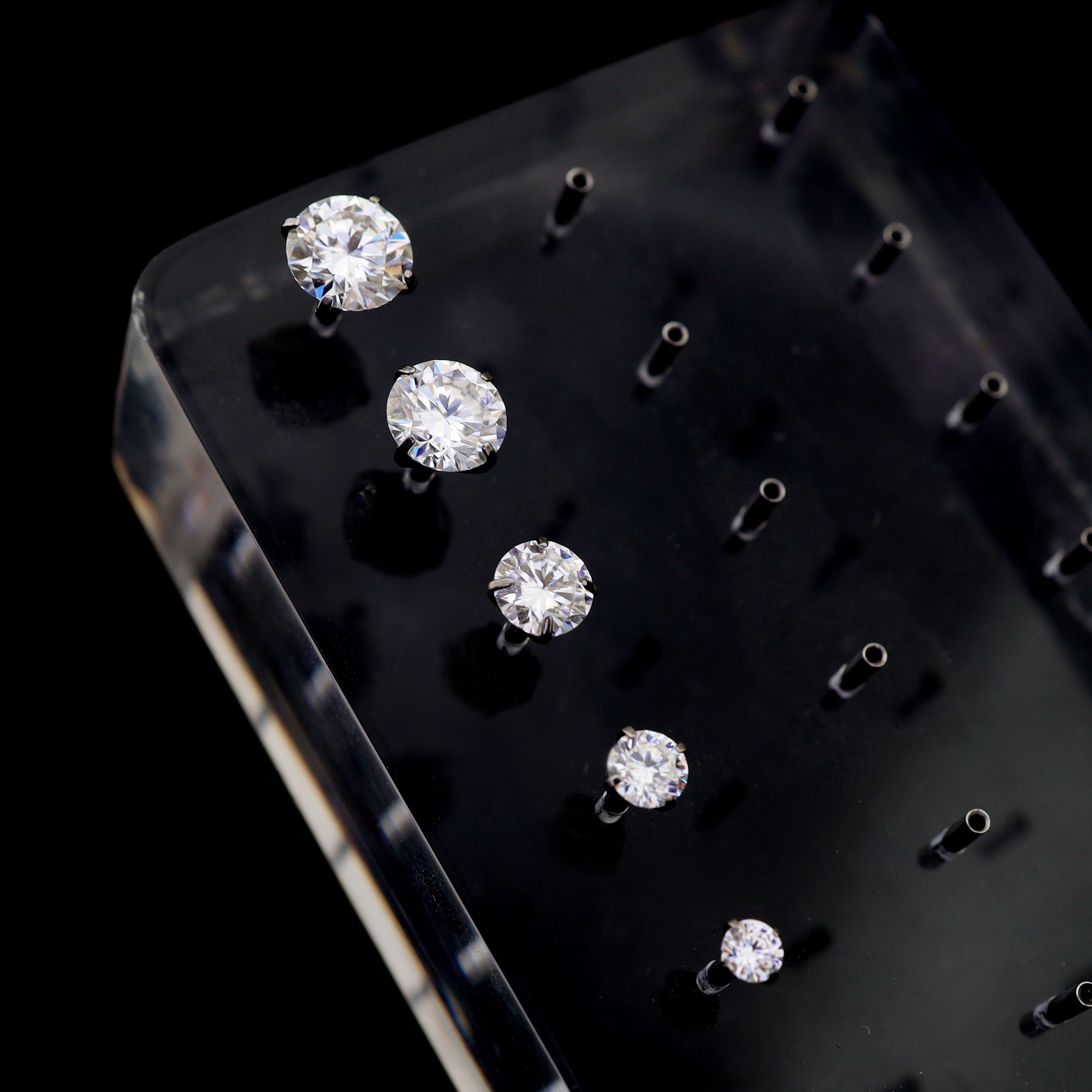 Luxurious Moissanite Flat Back Stud - Brilliant Implant Grade Titanium Ear & Lip Piercing