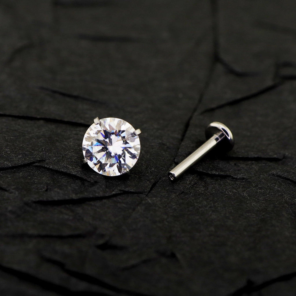 High-Shine Moissanite Internally Threaded Titanium Studs - High-Shine Moissanite Internally Threaded Titanium Studs - 3mm / 6mm by CRUXJEWELRY