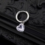 Rainbow Heart CZ Pendant Stainless steel Earrings - Rainbow Heart CZ Pendant Stainless steel Earrings - White / Single by CRUXJEWELRY