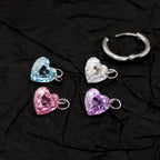 Rainbow Heart CZ Pendant Stainless steel Earrings - Rainbow Heart CZ Pendant Stainless steel Earrings - Pink / Single by CRUXJEWELRY