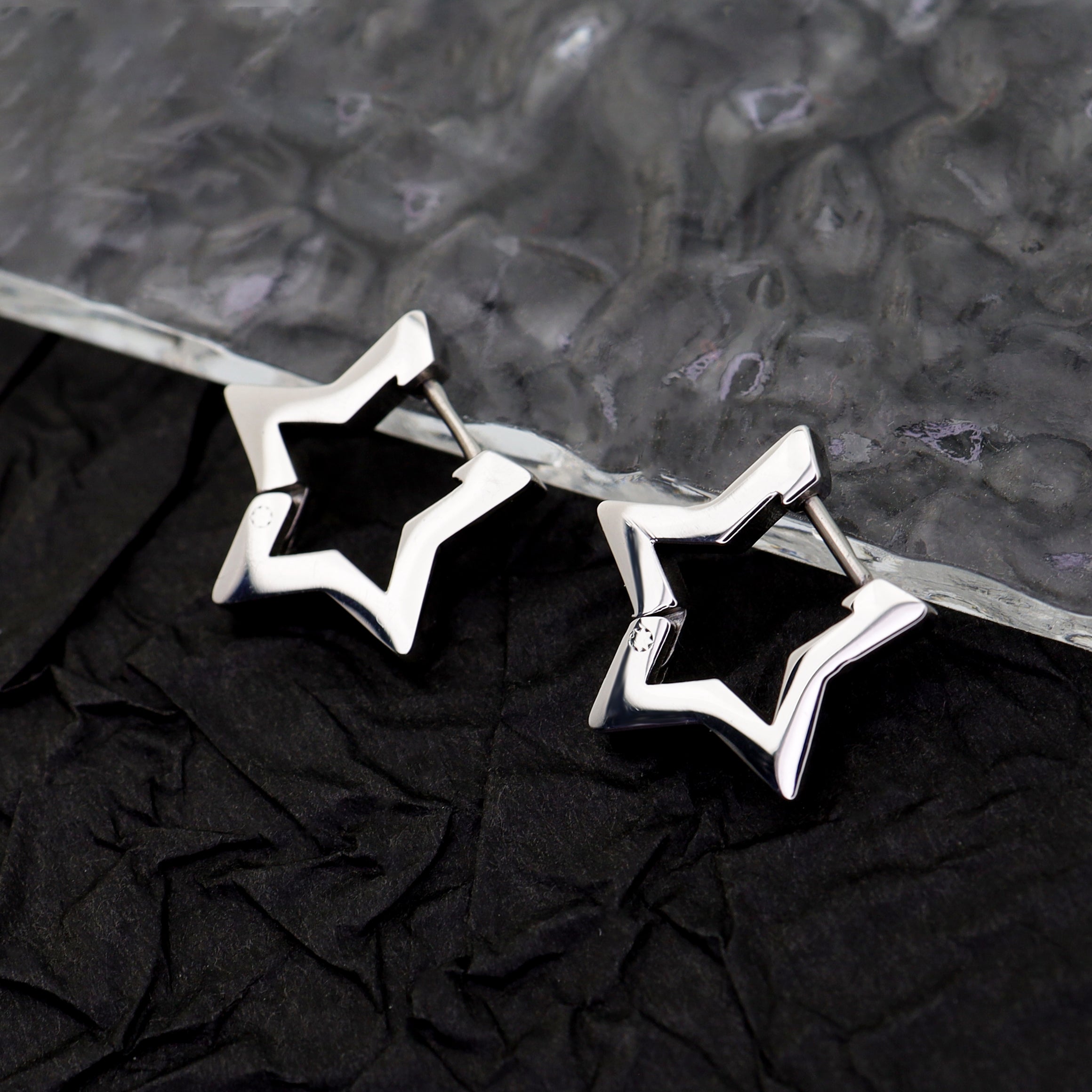 Minimalist Pentagram Straight Pin Stainless Steel Earrings - Minimalist Pentagram Straight Pin Stainless Steel Earrings - Single by CRUXJEWELRY