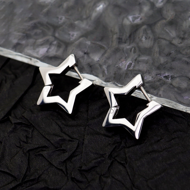 Minimalist Pentagram Straight Pin Stainless Steel Earrings - Minimalist Pentagram Straight Pin Stainless Steel Earrings - Single by CRUXJEWELRY
