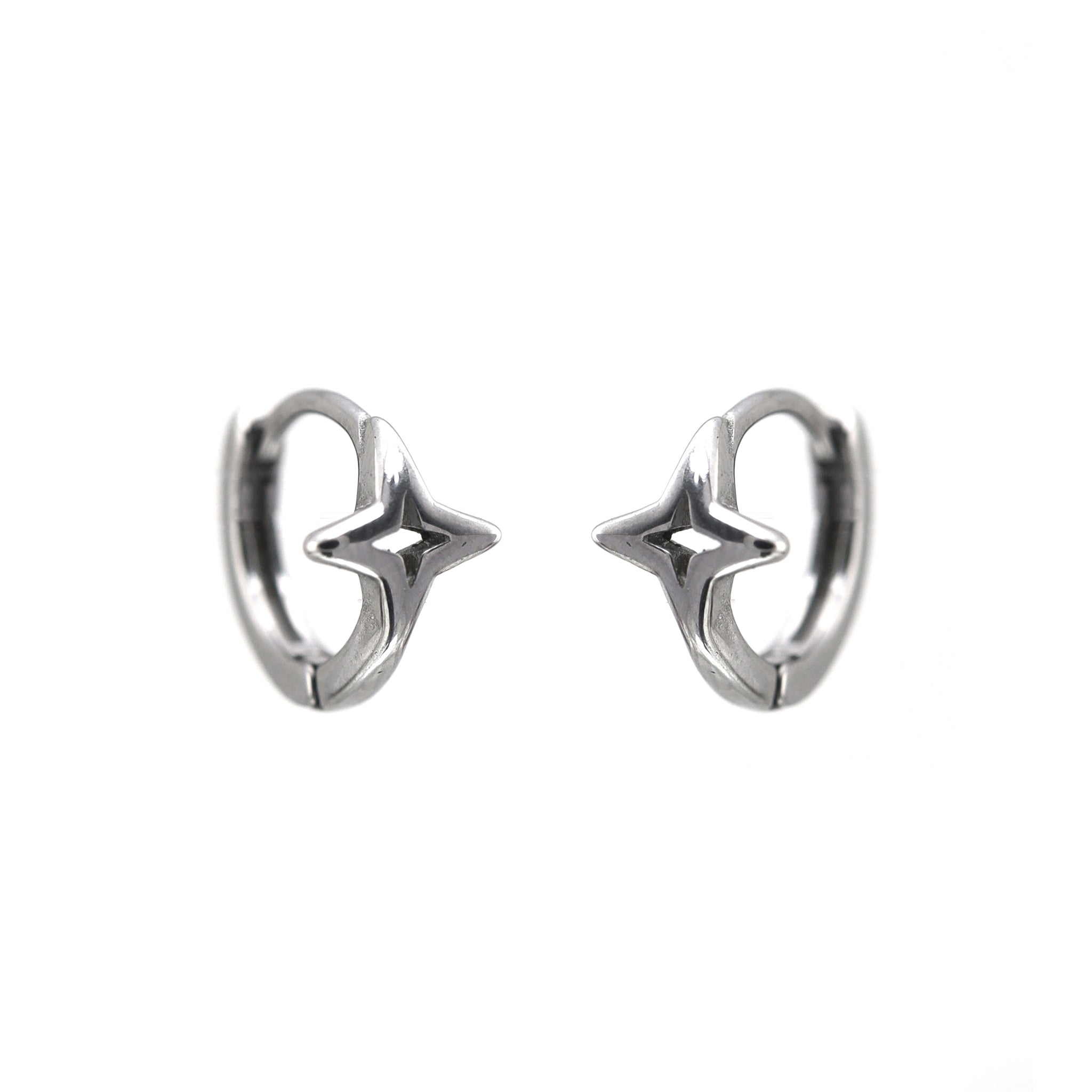 Openwork Four-Point Star Stainless steel Earrings - Openwork Four-Point Star Stainless steel Earrings - Single by CRUXJEWELRY