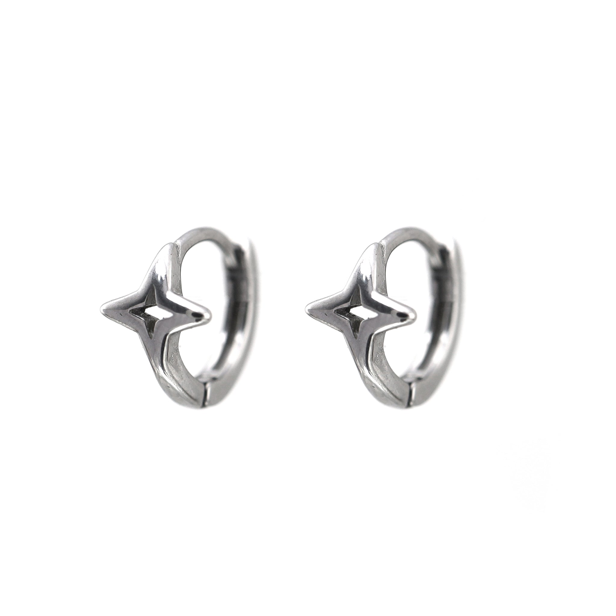 Openwork Four-Point Star Stainless steel Earrings - Openwork Four-Point Star Stainless steel Earrings - Single by CRUXJEWELRY