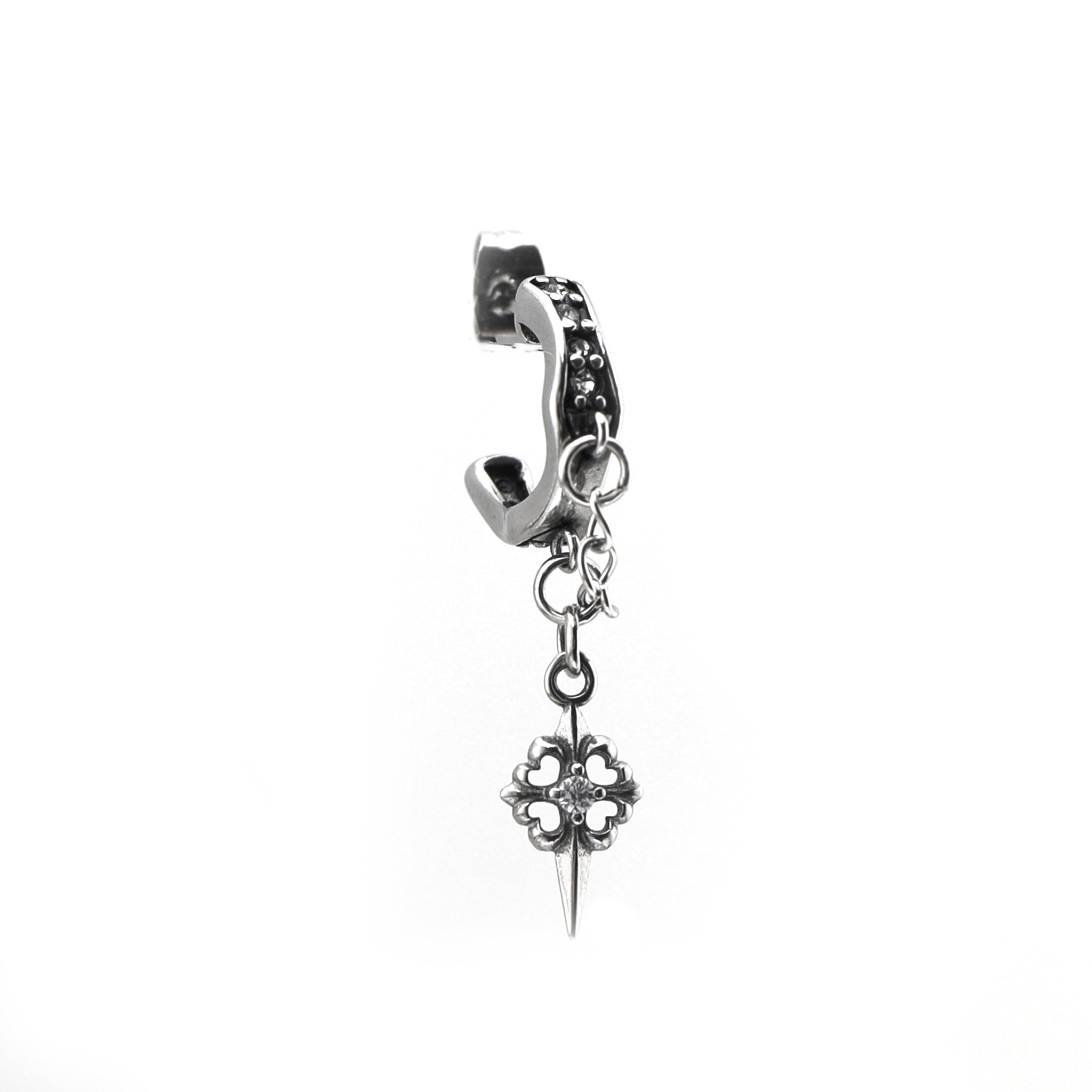 PAIR OF Thin Gauge Cross CZ Drop Chain Stainless steel Ear Studs - PAIR OF Thin Gauge Cross CZ Drop Chain Stainless steel Ear Studs - Default Title by CRUXJEWELRY
