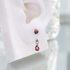 Gothic Red Teardrop Multi-Piercing Set in F136 Titanium - Gothic Red Teardrop Multi-Piercing Set in F136 Titanium - Horseshoe Ring / 6mm by CRUXJEWELRY