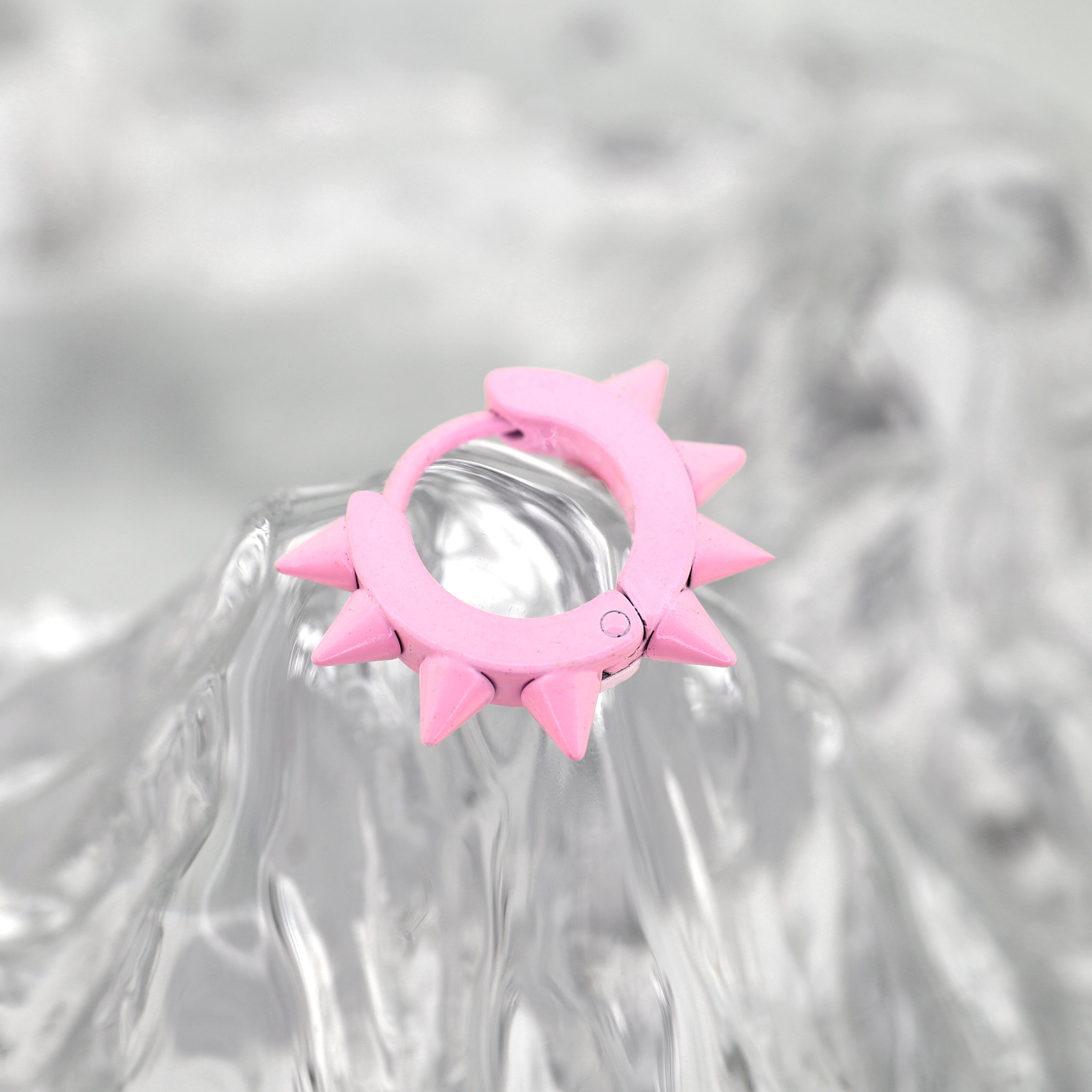 Pink Enamel Six-Spike Stainless steel Earrings - Pink Enamel Six-Spike Stainless steel Earrings - Single by CRUXJEWELRY