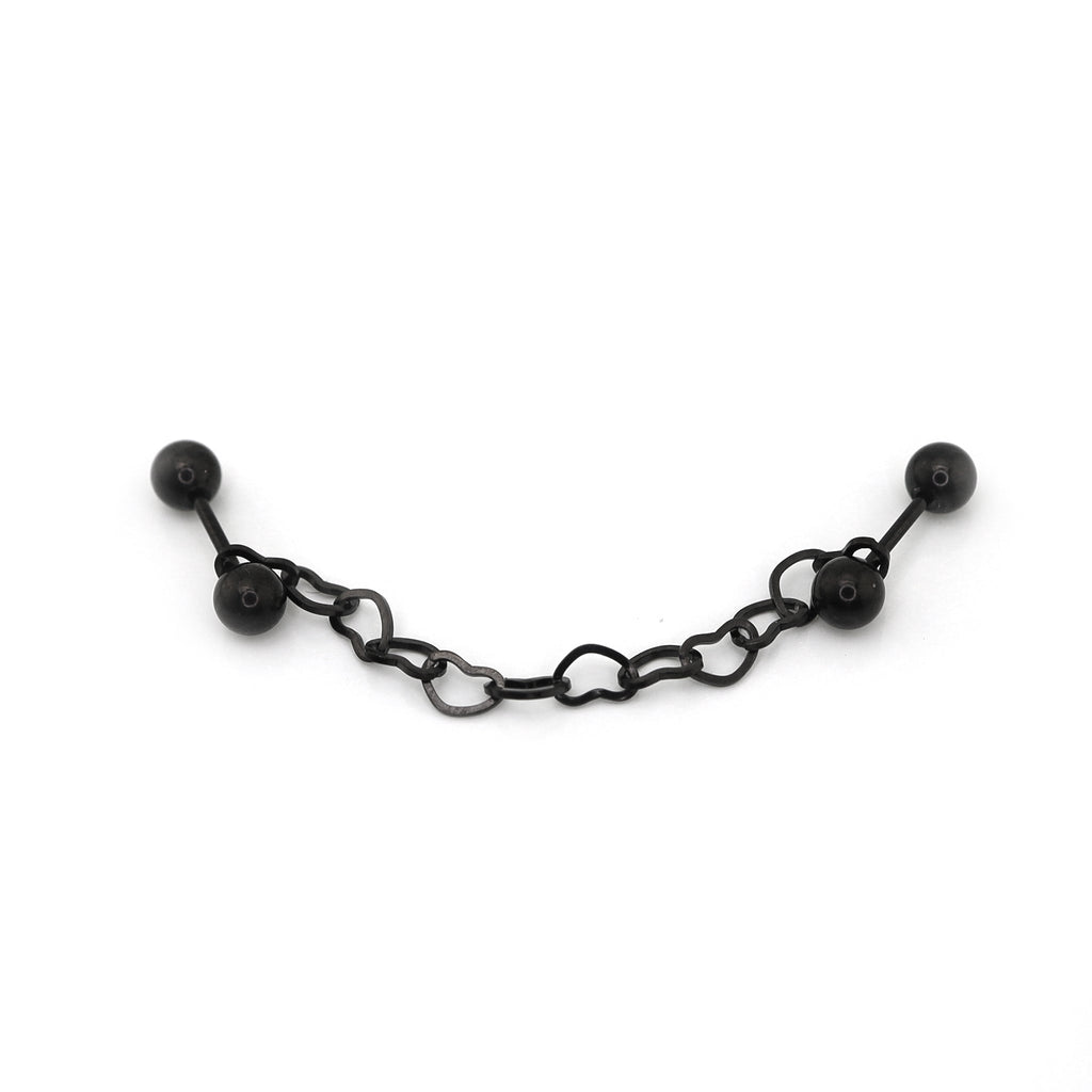 Black Heart Chain Stainless Steel Ear Chain - Black Heart Chain Stainless Steel Ear Chain - Sliver by CRUXJEWELRY