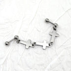 Triple Cross Drop Chain Stainless steel Industrial Barbell - Triple Cross Drop Chain Stainless steel Industrial Barbell - Default Title by CRUXJEWELRY
