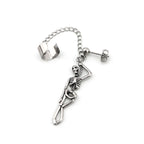 Openwork Skull Chain Dangle Stainless steel Earrings - Openwork Skull Chain Dangle Stainless steel Earrings - Single by CRUXJEWELRY