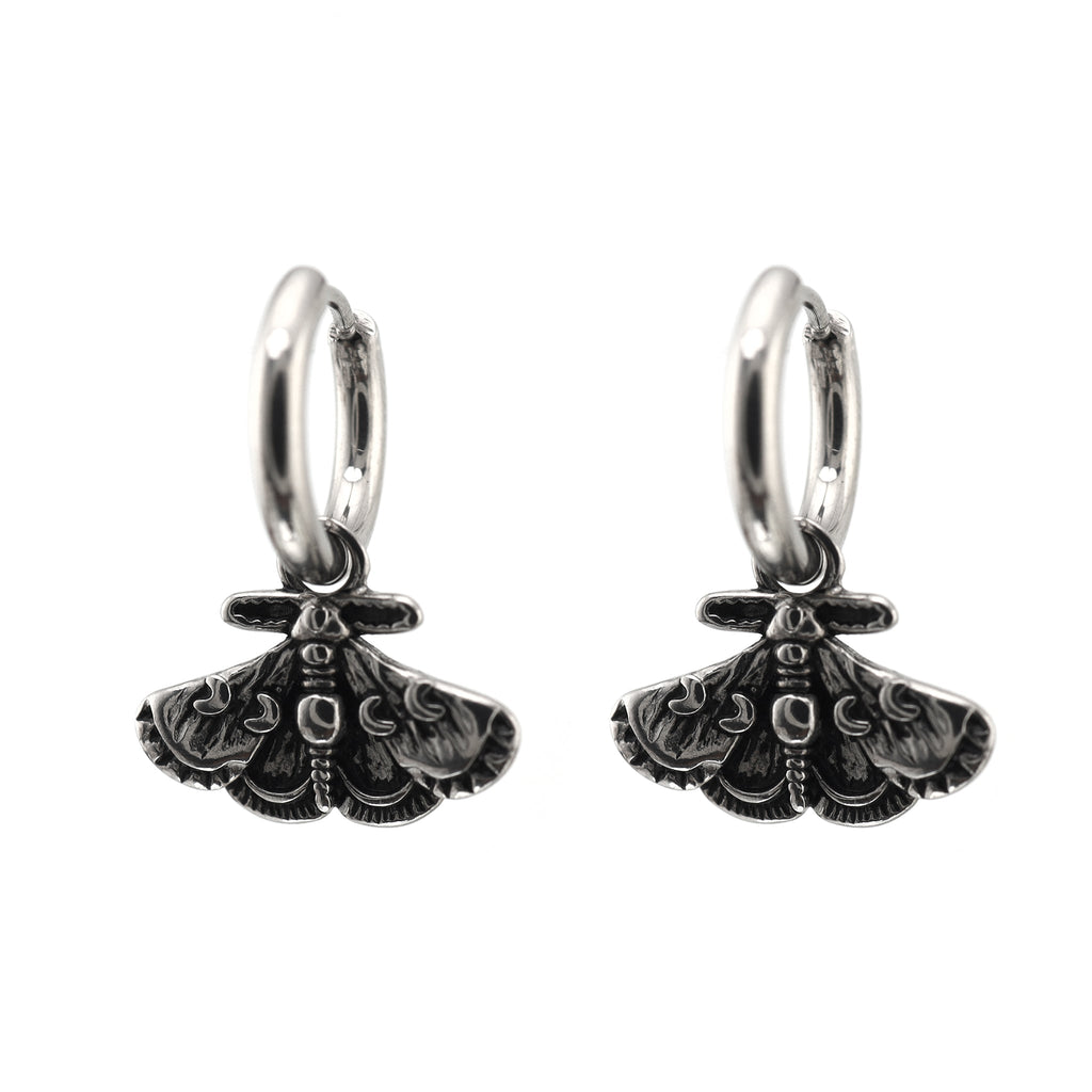 Gothic Moth Insect Pendant Stainless Steel Earrings - Gothic Moth Insect Pendant Stainless Steel Earrings - Set by CRUXJEWELRY