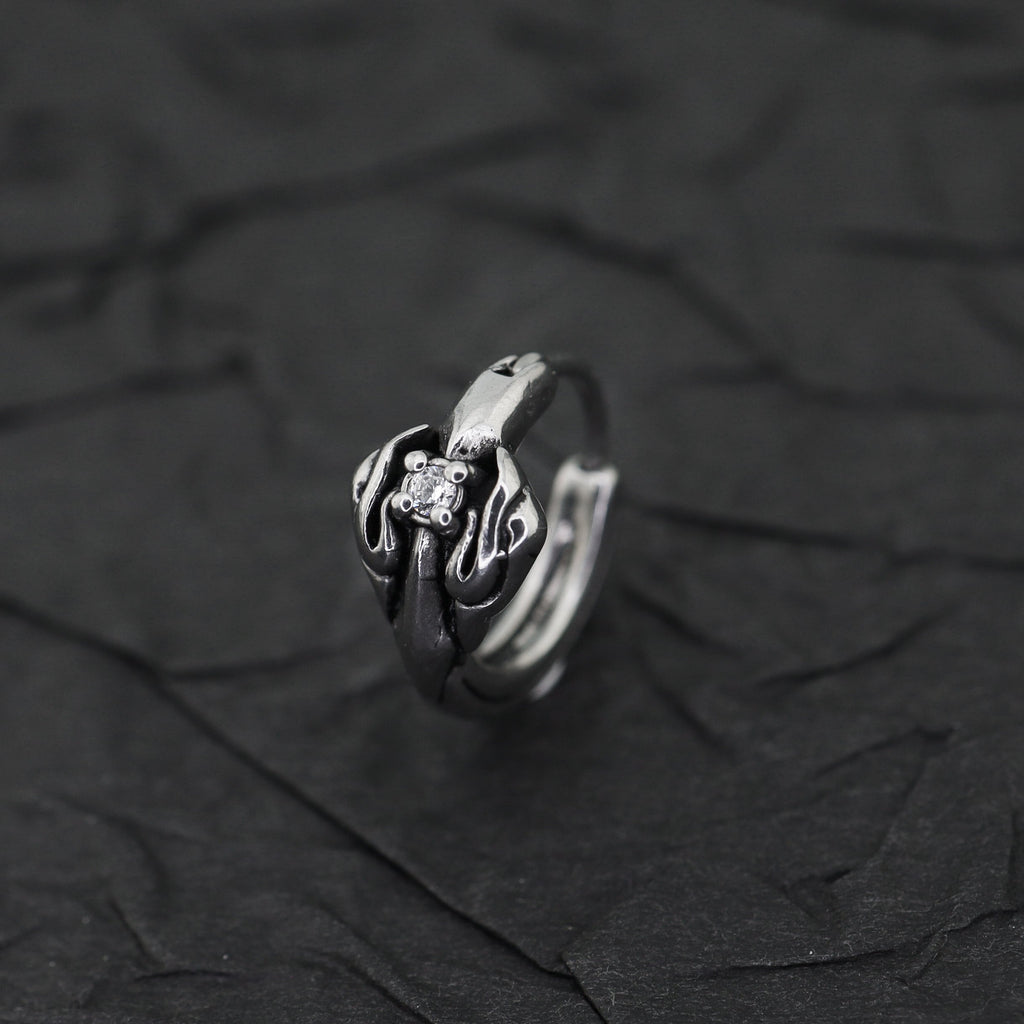 Gothic White CZ Stainless steel Earrings - Gothic White CZ Stainless steel Earrings - Single by CRUXJEWELRY