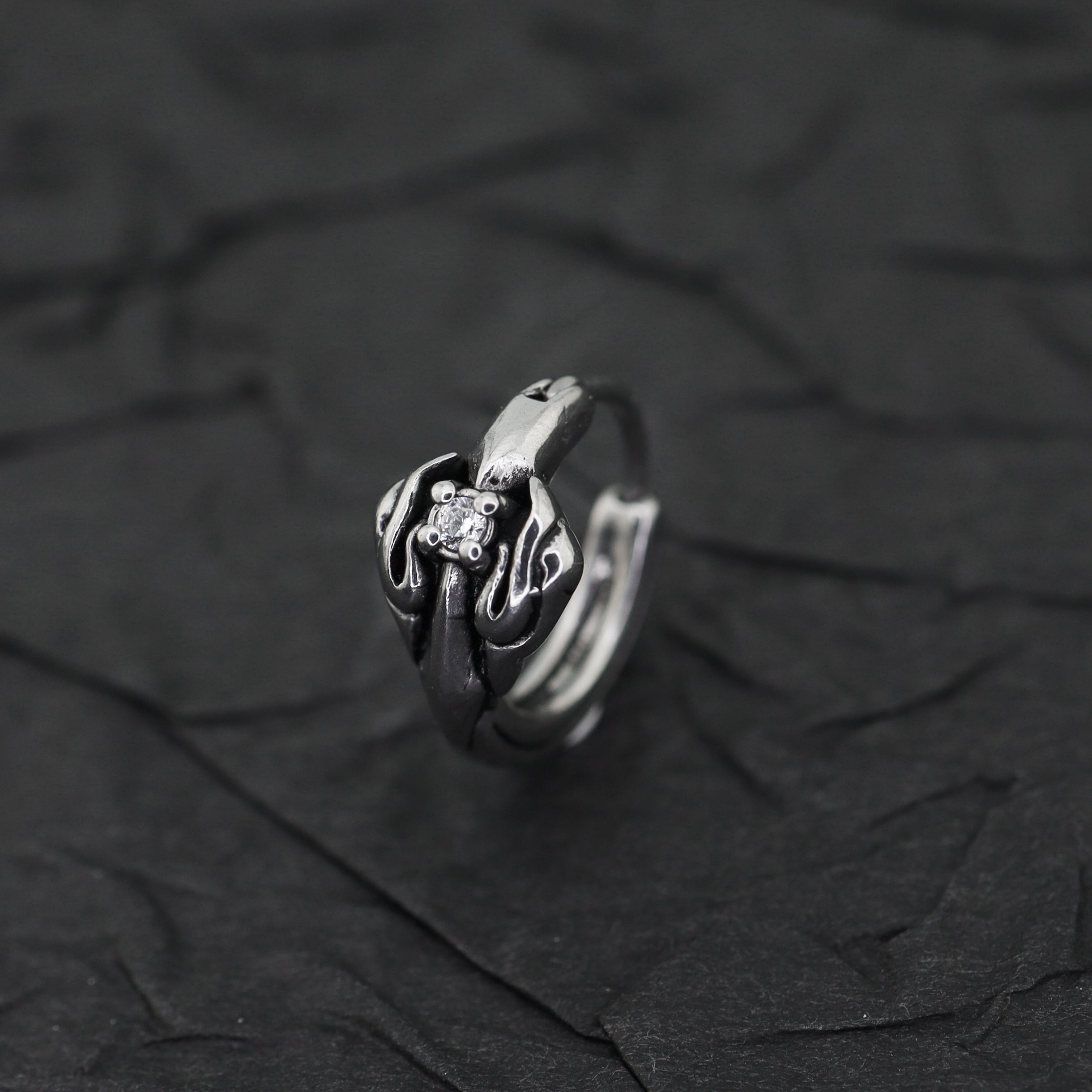 Gothic White CZ Stainless steel Earrings - Gothic White CZ Stainless steel Earrings - Single by CRUXJEWELRY