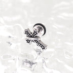 Vintage Twisted Cross Stainless steel Ear Studs - Vintage Twisted Cross Stainless steel Ear Studs - Single by CRUXJEWELRY
