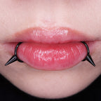 Studded Spike Stainless steel Fake Lip Ring - Studded Spike Stainless steel Fake Lip Ring - Sliver / Single / 8mm by CRUXJEWELRY