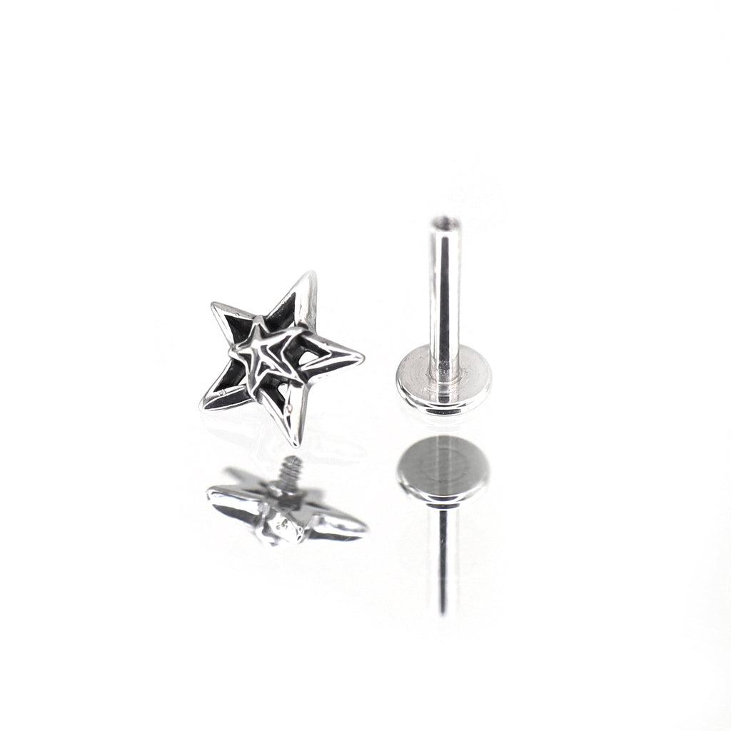 Oil Slick Pentagram Internally Threaded Stainless steel Studs - Oil Slick Pentagram Internally Threaded Stainless steel Studs - 6mm by CRUXJEWELRY