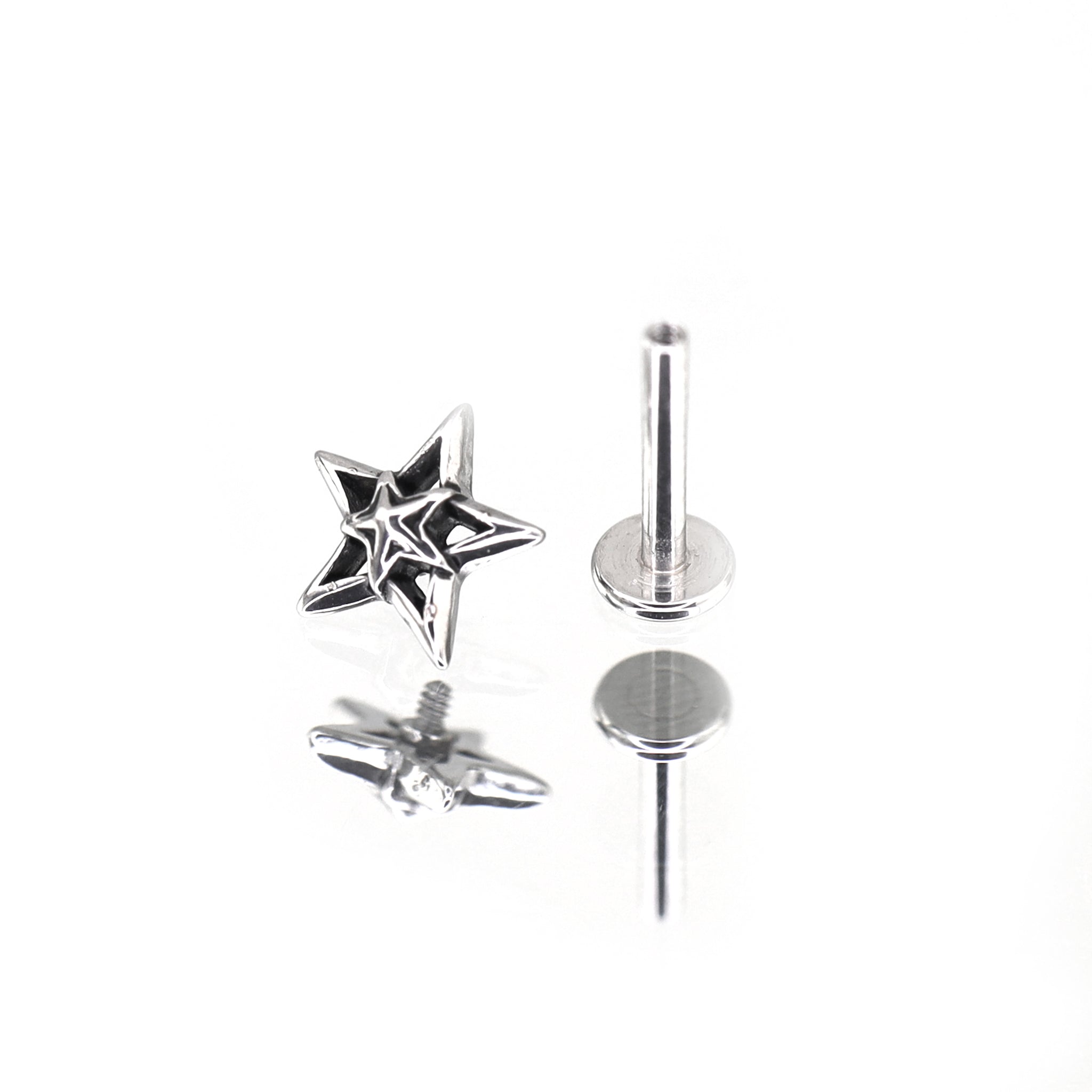 Oil Slick Pentagram Internally Threaded Stainless steel Studs - Oil Slick Pentagram Internally Threaded Stainless steel Studs - 6mm by CRUXJEWELRY