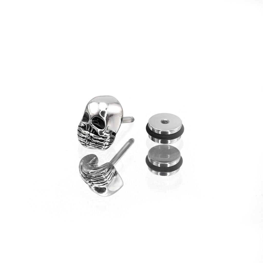 "Shut Up" Skull Stainless steel Ear Studs - "Shut Up" Skull Stainless steel Ear Studs - Default Title by CRUXJEWELRY