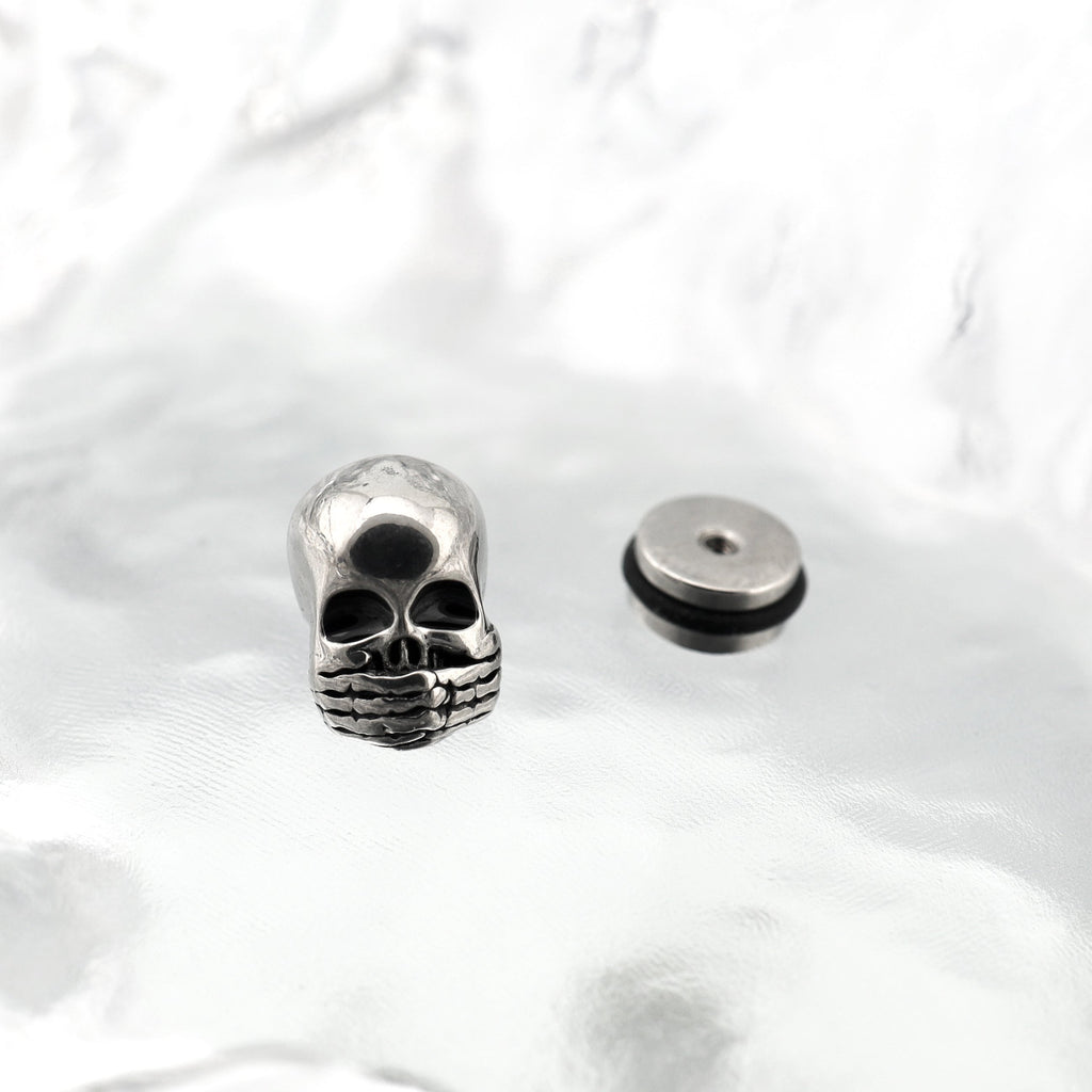 "Shut Up" Skull Stainless steel Ear Studs - "Shut Up" Skull Stainless steel Ear Studs - Default Title by CRUXJEWELRY