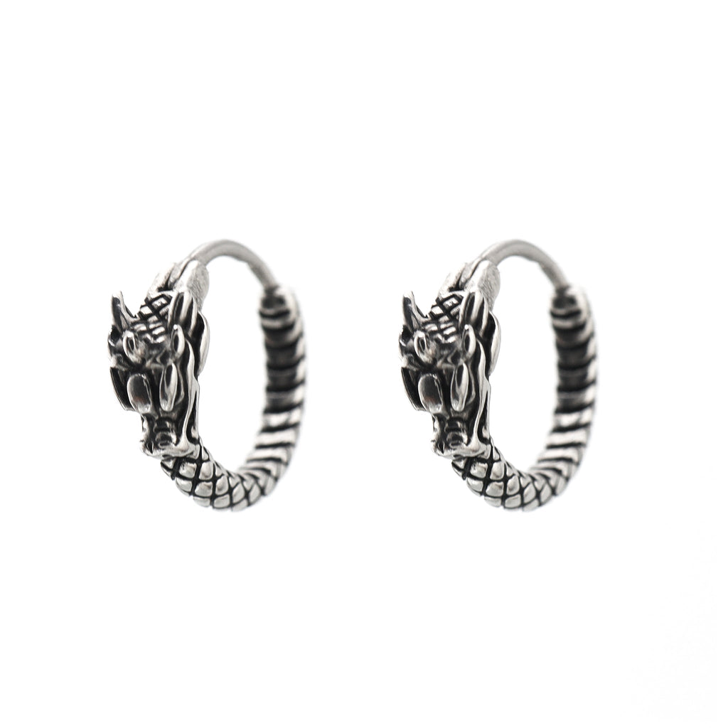 Vintage Engraved Dragon Stainless steel Earrings - Vintage Engraved Dragon Stainless steel Earrings - Single by CRUXJEWELRY