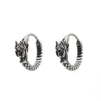 Vintage Engraved Dragon Stainless steel Earrings - Vintage Engraved Dragon Stainless steel Earrings - Single by CRUXJEWELRY