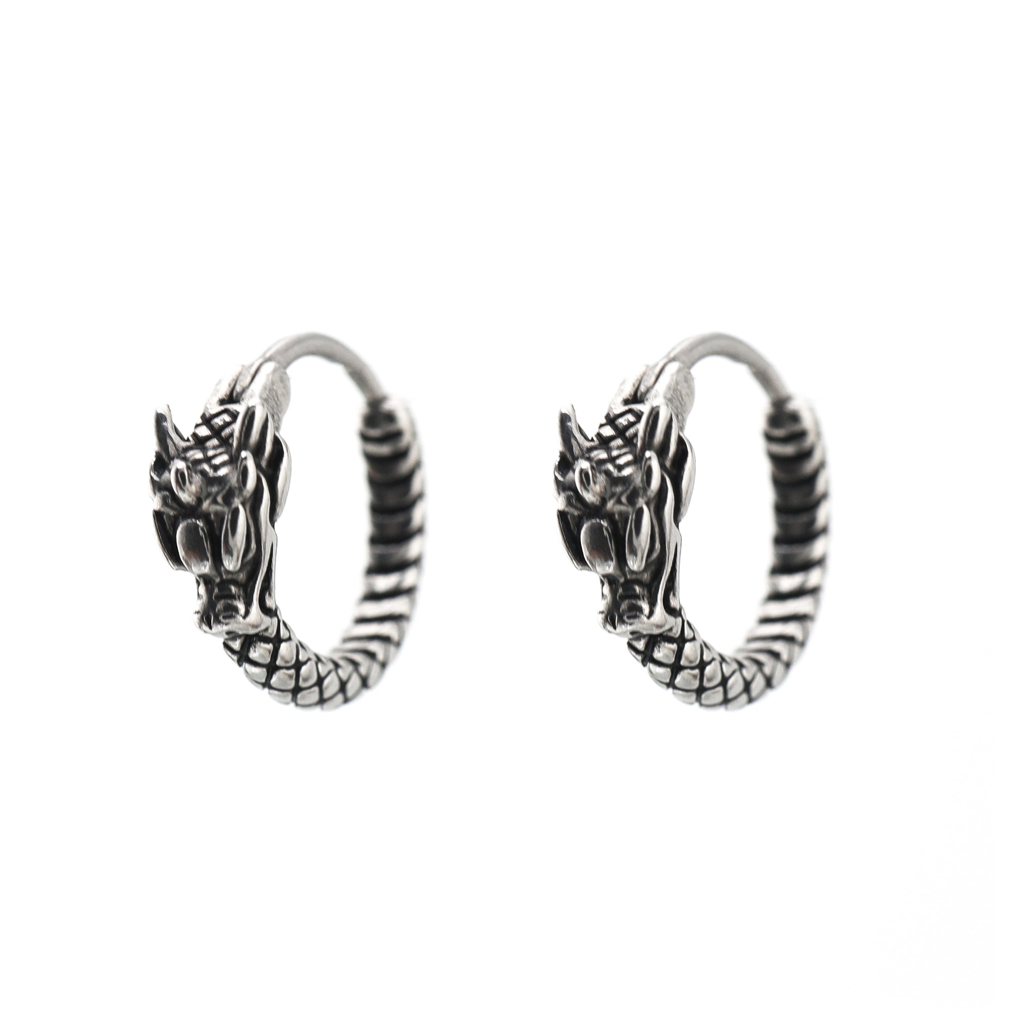 Vintage Engraved Dragon Stainless steel Earrings - Vintage Engraved Dragon Stainless steel Earrings - Single by CRUXJEWELRY