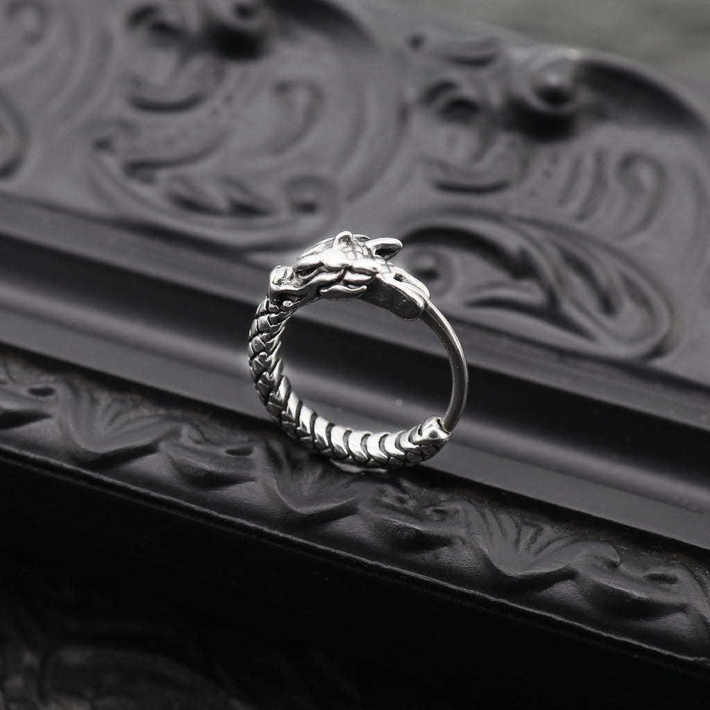 Vintage Engraved Dragon Stainless steel Earrings - Vintage Engraved Dragon Stainless steel Earrings - Single by CRUXJEWELRY