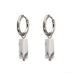 Eastern Aesthetics - Zen Geometric Square Jade Drop Earrings - Eastern Aesthetics - Zen Geometric Square Jade Drop Earrings - Pair of White by CRUXJEWELRY