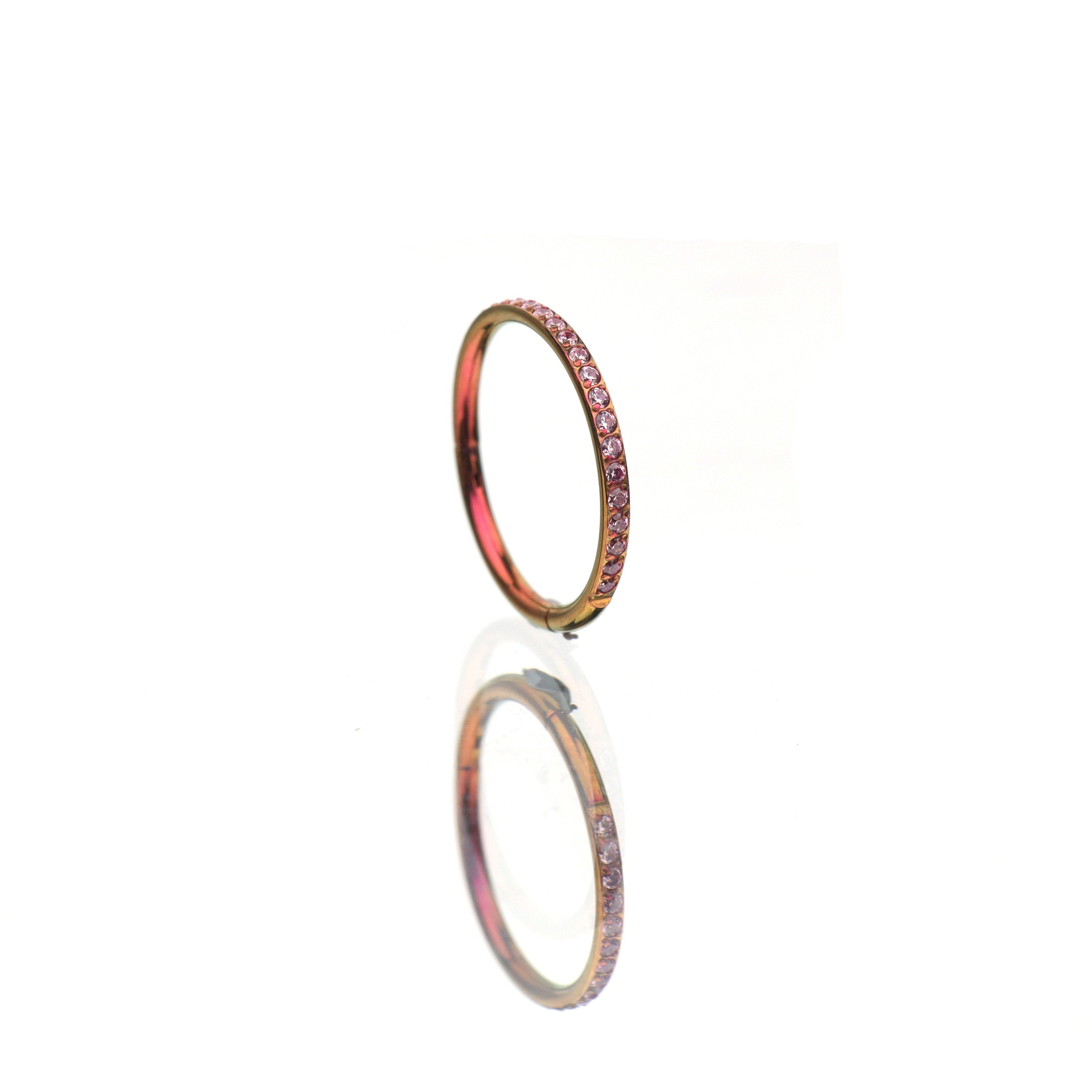 16G CZ Titanium Clicker Nose Ring - 16G CZ Titanium Clicker Nose Ring - Pink / 8mm by CRUXJEWELRY